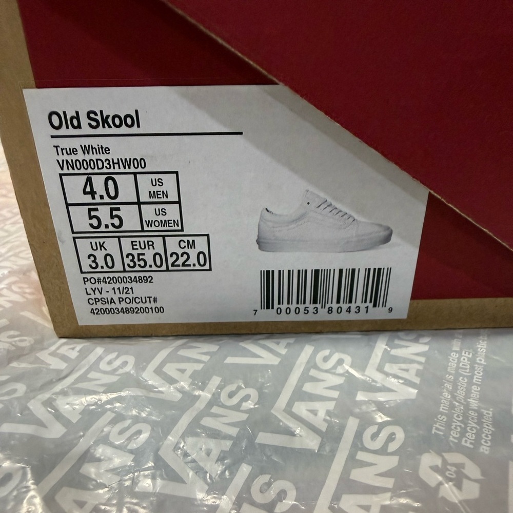 VANS / Old Skool True White, women’s-Men's / Sneakers /Size Women’s 5.5 Men’s4 - Picture 11 of 11